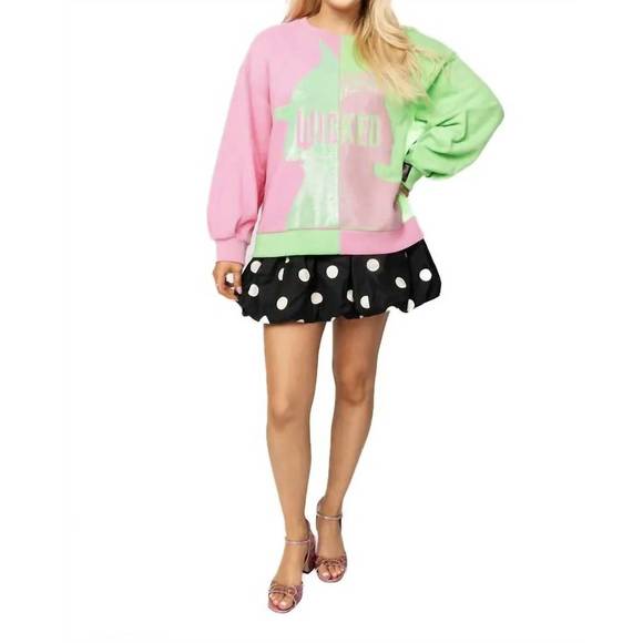 QUEEN OF SPARKLES Tops - NEW QUEEN OF SPARKLES licensed character profile wicked sweatshirt in green pink